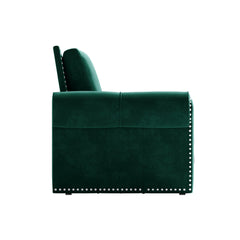 93.7 ' King Pull Out Sofa Bed, 3-in-1 Velvet Convertible Sleeper Sofa with Nailhead Trim & Rolled Arm, Multi-Functional Sofa Bed for Living Room,Bedroom,Apartment,Office,Green
