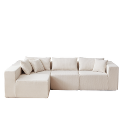 104-Inch Corduroy Modular L Shaped Sectional Sofa,Luxury Floor Couch Set,Upholstered Indoor Furniture,Foam-Filled Compressed Sofa for Living Room,Bedroom,4 PC Free Combination