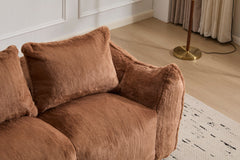 Giant Bean Bag Couch for Adults, Ultra Soft Fluffy Loveseat Bean Bag Sofa, Oversized Chase Lounge Chair Indoor for Living Room Bedroom, No Assembly Required Cozy Reading Chair with Pillows, Brown