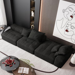 Modern Oversized Modular Sectional Sofa with Ottoman, Seat, Chaise lounge and Armrest, Sparkling Chenille Fabric Soft Cushion Sofa with 4 Pillows,4 PCS DIY Combination Tufted Sofa,No Assembly Required