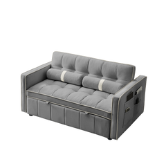 Modern 55.5' Pull Out Sleep Sofa Bed 2 Seater Loveseats Sofa Couch with side pockets, Adjsutable Backrest and Lumbar Pillows for Apartment Office Living Room