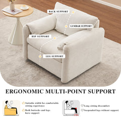 Swivel-Modern Swivel Accent Chair Single Seater - 360° Rotating Lounge Chair with Chenille Fabric & High-Resilience Cushion, Ergonomic Reading Sofa Chair for Living Room,Bedroom,Office-Ivory White