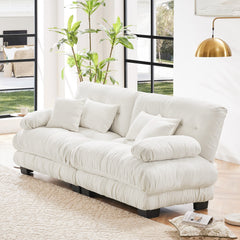 Cloud Couch 2 Seater Sofa for Living Room, Chenille 2 - Seat sofa with 2 Lumbar pillows and 2 throw pillows,Chenille White