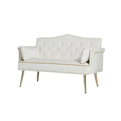 Cream White Velvet Loveseat Sofa