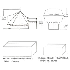 [13X19FT] Extra Large Heavy Duty Outdoor Four Seasons Glamping Canvas Bell Yurt Tent (SAK45688)