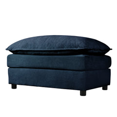 Modern Chenille Deep Seat Sectional Sofa Cloud Couch with Ottoman, Comfy Love Seat Upholstered Modular L Shaped Couch, Blue