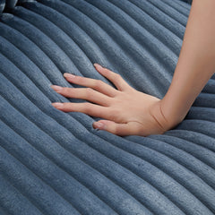 Modern 4-Seater Corduroy Sofa Couch with USB Ports, Hidden Storage, Flip-Top Cup Holders, Blue, 133'
