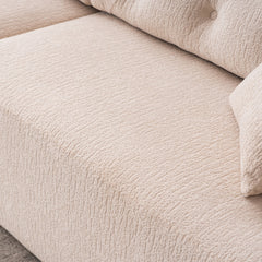 LY-029 APRICOT COMPRESSION SOFA: 4-seater combined sofa, Wood Grain Chenille fabric, full sponge compression sofa,combined sofa with 2 pillows  for living/ Home Furniture/ Apartment