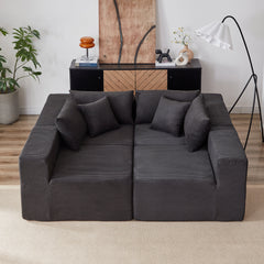 104-Inch Corduroy  Modular L Shaped Sectional Sofa,Luxury Floor Couch Set,Upholstered Indoor Furniture,Foam-Filled Compressed Sofa for Living Room,Bedroom,4 PC Free Combination