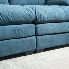 84' Chenille Sofa Small Sofa Loveseat Deep Seat Sofa Couch with 2 Throw Pillows & Memory Foam for Living Room Apartment Office Lounge-Blue