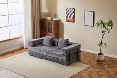 Floor Couch,Compression Sofa,Convertible Floor Sofa Bed-with Pillow Back Support Armrest,Comfy Futon Couch Lounge Sleeper Bed,Chenile fabric,for Living Room Bedroom (DARK-GREY)