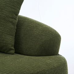 LY-025S Green Curved Loveseat: Compressed No Assembly, Chenille Small Sofa, 30D Sponge, Compact for Apartments, 65' L, 300Lbs, 3 Pillows