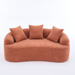 LY-025S Coral Curved Loveseat: Compressed No Assembly, Chenille Small Sofa, 30D Sponge, Compact for Apartments, 65' L, 300Lbs, 3 Pillows