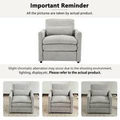 Cozy Upholstered Armchair Oversized Comfy Cloud Sofa Double Cushion Single Sofa in Light Grey Chenille, 31.9'