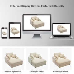 [VIDEO/New]Corduroy Upholstered Chaise Lounge Sofa with Handrail storage ,Movable ottoman,Cupholders,Detachable Cushions Deep Seat for Living Room Office,3 colour