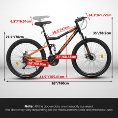 A26336-26 Inch steel Frame Shock Fork Plus Shock Absorber 21-speed Unisex Mountain Bike