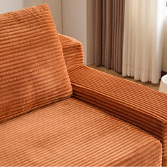 Loveseat Sofa, Comfortable Deep Seat Sofa Bed, Modern Small Corduroy Couch for Living Room Bedroom,Reversible Cushion with Pillows,No Assembly Required,Orange
