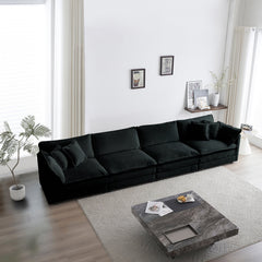 Free Combination Modular Sofa Free,4 Seater Sofa Comfy Chenille Fabric,Sectional Sofa Couch,Black Chenille