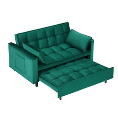 55-inch Green velvet sofa bed, elegant and convenient, with storage pockets, cleverly interpreting the three-in-one conversion
