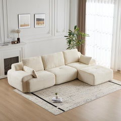 Modern Memory Foam Compressed Sofa,Large Sectional Couches for Living Room,Pet-Friendly Cloud Modular Sectional Sofa,Corduroy Fabric,Extra Deep Loveseat,No assembly required, BEIGE
