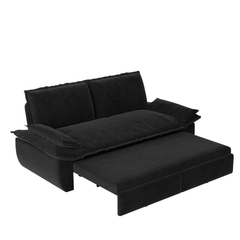 73.2' Queen Pull Out Sofa Bed,3-in-1 Convertible Sleeper Sofa,Multi-Functional Velvet Loveseat Bed,Black(Old Sku:W1885S00050;New Sku:W1885S00228)