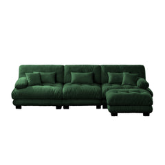 Luxury Modular Sectional Sofa Couch,Oversized L Shaped Cloud Couch for Living Room,Deep Seat Sofa Couch with Convertible Ottoman,Chenille Green