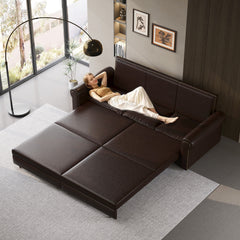 93.7 ' Pull Out Sofa Bed, 3-in-1 Faux Leather Convertible Sleeper Sofa with Nailhead Trim & Rolled Arm,Multi-Functional Sofa Bed for Living Room,Bedroom,Apartment,Office