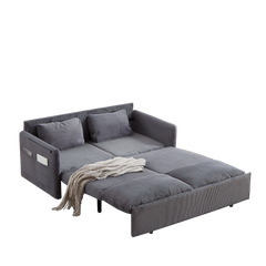 MH'' 64.5 Inch Sleeper Sofa Bed  3-in-1 Adjustable Sleeper with Pullout Bed   2 Pillows and Side Pockets  Soft Corduroy Convertible Sleeper Sofa Bed for Living Room Bedroom Apartment Office