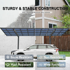 [10x17FT] Extra Large Heavy Duty Outdoor Aluminum Single Side Carport With Galvanized Metal Roof (SAK31279)