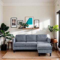 Modern L-Shaped Sectional Sofa with Padded Cashmere Upholstery – Space-Saving Design for Living Rooms & Apartments, Easy Assembly, Grey
