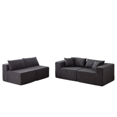 104-Inch Corduroy  Modular L Shaped Sectional Sofa,Luxury Floor Couch Set,Upholstered Indoor Furniture,Foam-Filled Compressed Sofa for Living Room,Bedroom,4 PC Free Combination