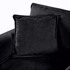 Modern Chenille Deep Seat Sectional Sofa Cloud Couch with Ottoman, Comfy Love Seat Upholstered Modular L Shaped Couch, Black