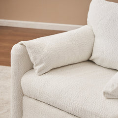 Swivel-Modern Swivel Accent Chair Single Seater - 360° Rotating Lounge Chair with Chenille Fabric & High-Resilience Cushion, Ergonomic Reading Sofa Chair for Living Room,Bedroom,Office-Ivory White