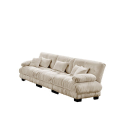 3-Seater Sectional Sofa Modular Deep Seat Sofa Couch , Chenille Sofa Soft Comfy Upholstered Furniture for Living Room, Apartment, Studio, Office,Chenille Light coffee