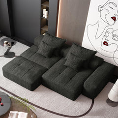 Modern Oversized Modular Sectional Sofa with Ottoman, Seat, Chaise lounge and Armrest, Sparkling Chenille Fabric Soft Cushion Sofa with 4 Pillows,4 PCS DIY Combination Tufted Sofa,No Assembly Required