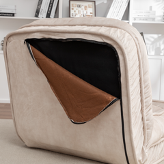 Upholstered Human Dog Bed for Adults and Pets - Bean Bag Floor Sofa with Massage Pillow, 5 Adjustable Positions & 2 Soft Pillows - Beige Velvet with Foam and Iron - Plastic Frame