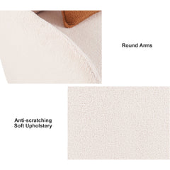 Furniture Style 2 in 1 Pet Friendly  Fluffy Fabric Sherpa Upholstered Leisure Armchair with Lumbar Pillow for Living Room Bedroom Home and Office, Cream White