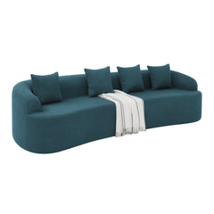 Curved Modular Sectional Sofa in Lamb's Wool Fabric, Modern Minimalist Style, Compressed (No Assembly Required), Comfy for Living Room & Bedroom - Blue
