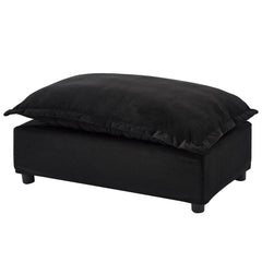 Modern Armchair Sofa 47' Cozy Upholstered Sofa Chair with Movable Ottoman, Black Chenille, Wide Seat & Curved Armrests