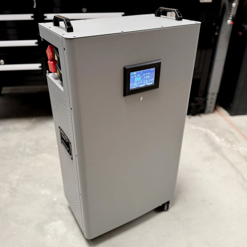 Full Battery 48V Tower: Rugged LifePO4 Battery w/ Active Balance & 200A BMS up to 16.4 kWh