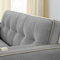 Modern 55.5' Pull Out Sleep Sofa Bed 2 Seater Loveseats Sofa Couch with side pockets, Adjsutable Backrest and Lumbar Pillows for Apartment Office Living Room