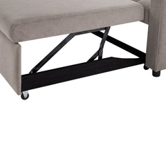 Convertible Sofa Bed Loveseat with USB Ports, Side Pockets, Cup Holders & Swivel Phone Holder, Light Grey Bella Fabric