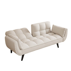 57 Inch Beige Velvet Sofa with Two Armrests and Cushioned Seat for Small Spaces