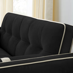 Modern 55.5' Pull Out Sleep Sofa Bed 2 Seater Loveseats Sofa Couch with side pockets, Adjsutable Backrest and Lumbar Pillows for Apartment Office Living Room