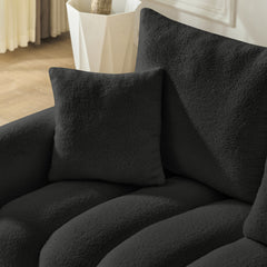80.7 inch premium Teddy fabric sofa with 3 back pillows and 3 back cushions Solid wood frame 3 seat sofa with oversized upholstered chair for living room, bedroom, apartment and office
