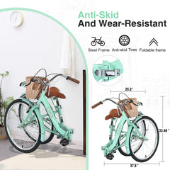 26 Inch Single Speed Folding Lady Bike , Durable Steel Frame,Compact Design for Easy Storage and Commuting