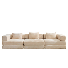 Compression Sofa,Convertible Floor Sofa Bed with Fixed-Shape Frame, Boneless Modular Sectional Sofa,No Assembly Required,Chenille fabric,for Living Room Bedroom,Beige