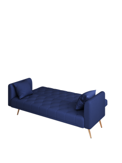 71-inch convertible love seat sofa, American retro blue velvet material, suitable for small living room, bedroom, office