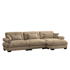 Super Comfort Oversized Modular Velvet Sectional Sofa with Movable Ottoman, Camel, Convertible L Shaped Couch for Living Room