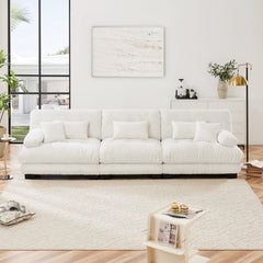 3-Seater Sectional Sofa Modular Deep Seat Sofa Couch , Chenille Sofa Soft Comfy Upholstered Furniture for Living Room, Apartment, Studio, Office,Chenille White